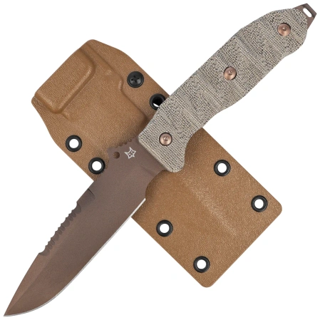 Fox Audax Knife OD Green Canvas Micarta, Bronze PVD Becut by Trinova Solutions (FX-615)