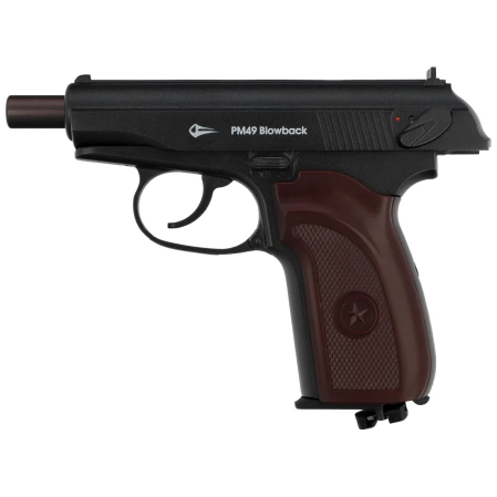 Airgun Set 41: Borner Makarov PM49 Blow Back 4.5 mm CO2 Air Pistol, 1500 BBs, 10 CO₂ Cartridges, 100 Targets