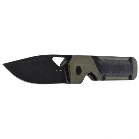 Kizer Mini Militaw Knife Green G10 / Black Micarta, Black Stonewashed Nitro-V by Jonathan Styles (V3634SA5)