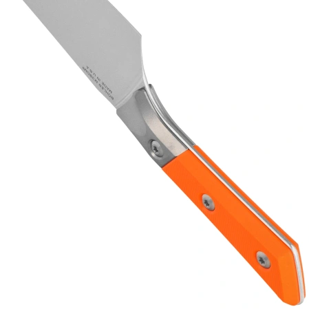 Microtech Santoku 6'' Kitchen Knife Titanium Bolster/Ember G10, Stonewashed M390MK (3200B-10EM)