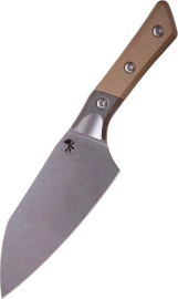 Microtech Santoku 6'' Kitchen Knife Titanium Bolster/Coyote G10, Stonewashed M390MK (3200B-10CE)