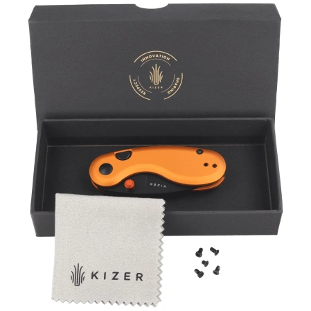 Kizer Microbe Knife Orange Aluminum, Black PVD 14C28N by Maksim Epifantsev (V2742A3)