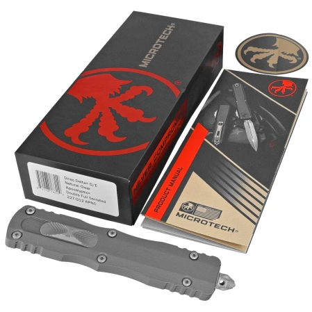 Microtech Dirac Delta D/E Natural Clear Aluminum, Apocalyptic F/S by Tony Marfione (227-D12APNC)