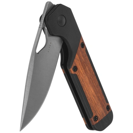 Nóż składany Kizer Mini Militaw Black G10 / Mkuruti Wood, Satin Nitro-V by Jonathan Styles (V3634SA4)