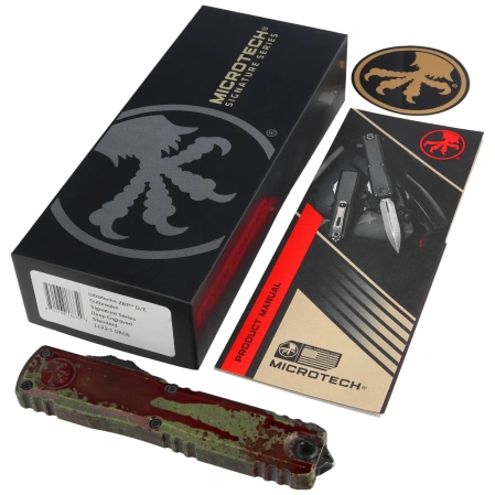 Microtech Ultratech Gen III ZBP D/E Signature OTF Knife Outbreak Aluminum, Outbreak M390MK by Tony Marfione (1122-1 OBDS)