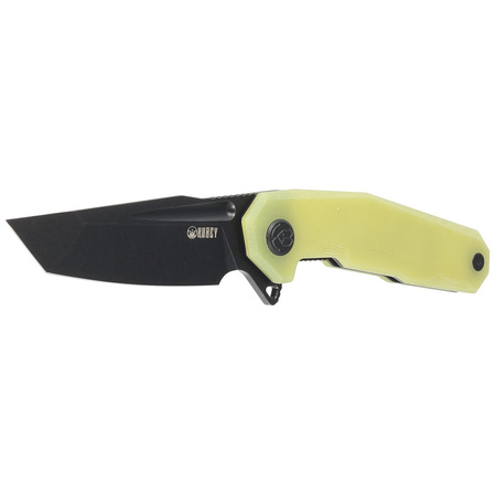 Kubey Carve KB237J Knife Translucent Yellow G10, Blackwashed AUS-10