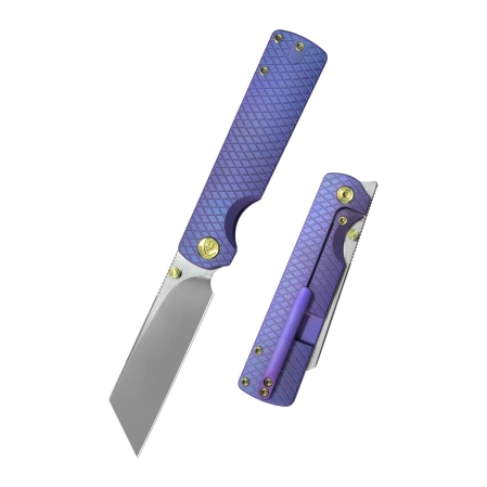Nóż składany KB Knives Get Some Blurple Titanium, Silver Beadblasted M390 by SevrSevn (KB445C)