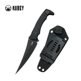 Kubey Sicarii Knife Black G10, Blackwashed 14C28N by Jake Hoback (KU477B)