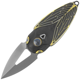 Nóż składany Rike Knife RK Cicada-DG Dark Gray / Gold Titanium, Bead Blasted M390
