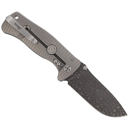 LionSteel SR2 Grey Titanium, Lizard Chad Nichols Damascus by Molletta (SR2DL G)