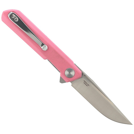 Bestechman Mini Dundee Knife Pink G10, Stonewashed / Satin D2 by Ostap Hel (BMK03B)