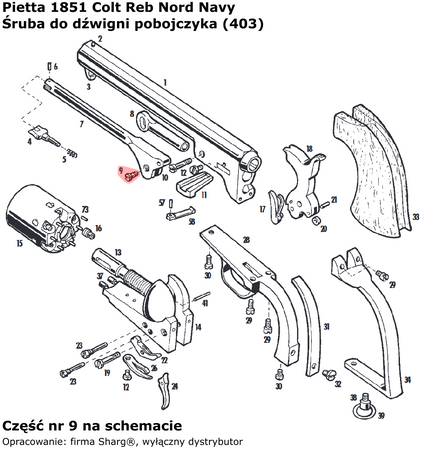 Colt Navy 1851, Starr 1858, Starr 1863 (403) bolt for the Colt Navy 1851, Starr 1858, Starr 1863 lever