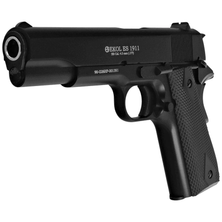 Zestaw pistolet wiatrówka Voltran Ekol ES 1911 Black 4.5 mm - Blow Back, 1500 BBs, 10 kapsuł, tarcze