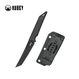 Kubey Goliath Knife Black G10, Blackwashed 14C28N by Jake Hoback (KU430B)