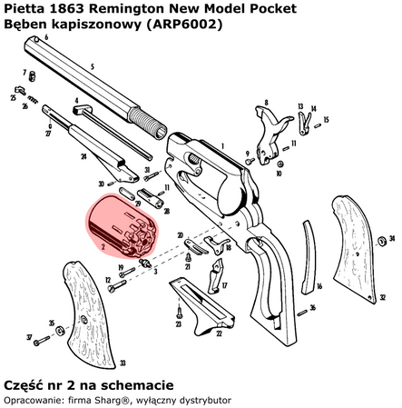 Bęben kapiszonowy Pietta 1863 Remington Pocket kal. 31 (ARP6002)