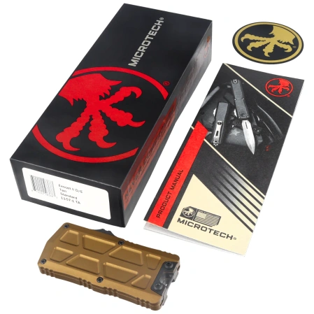 Microtech Exocet II D/E OTF Knife Tan Aluminium, Black M390MK by Tony Marfione (1157-1TA)