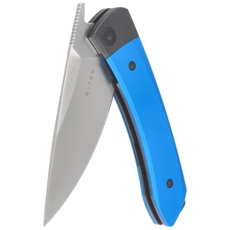 Kizer Mini MoMo Knife Black-Blue Aluminum, Satin 154CM by Vladimir Legachev (V3663C1)