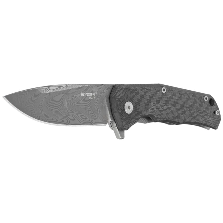LionSteel T.R.E. Titanium/Carbon Fiber, Thor Damasteel Damascus by Molletta Knife (TRE DT FC)