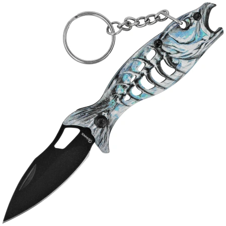 Martinez Albainox Fishing 3 Knife Key-ring Blue Aluminum, Black 3Cr13Mov (25145 BL)