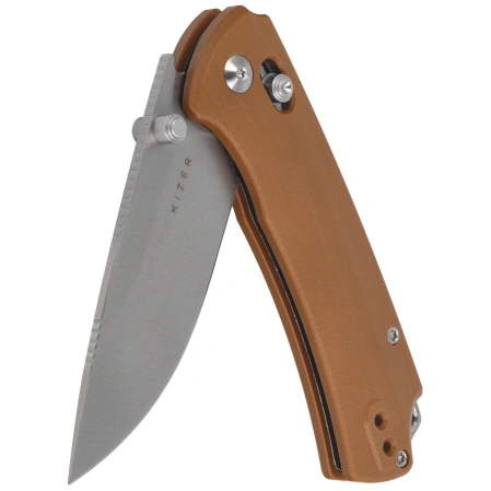 Kizer T1 CD Knife Brown G10, Satin Nitro-V by Uli Hennicke (V3490.2CA2)