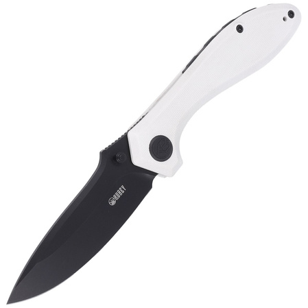 Kubey Ruckus Knife Ivory G10, Dark Stonewashed AUS-10 by Sherif Manganas (KU314D)