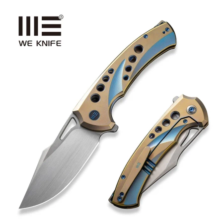 Nóż składany WeKnife Swiftfin Golden/Blue Titanium, Hand Rubbed Satin CPM 20CV (WE23051-4)