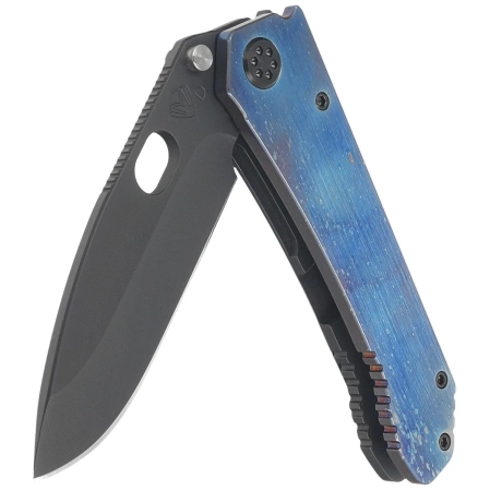 Nóż składany Medford 187 DP Brushed/Flamed ''Galaxy'' Titanium, Black HW, Brsh/''Galaxy'' Clip, DLC D2 by Greg Medford (MK002DPD-03PV-TPCF-Q4)