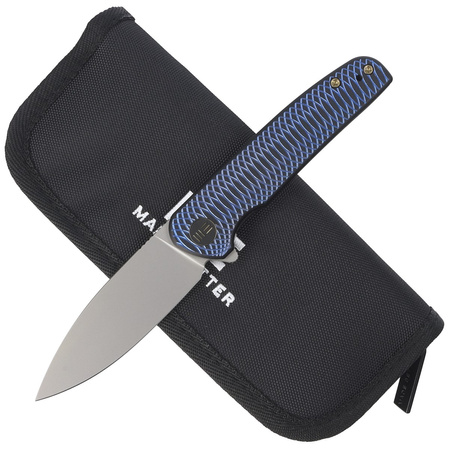 WE Knife Shakan LE No 198/310 Blue Satin Polished Patterned Titanium, Silver Bead Blasted CPM 20CV (WE20052C-1)