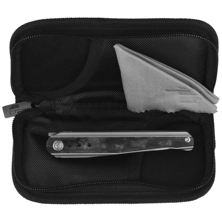 Bestech Spear Phisher White Titanium/Blue Marble CF, Hand Rubbed Satin M390 by Todd Knife and Tool (BT2405B)