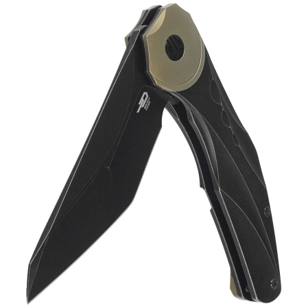 Bestech Excentric Knife Black Titanium, Black Stonewashed M390 by Kombou and TNT Knives (BT2412B)