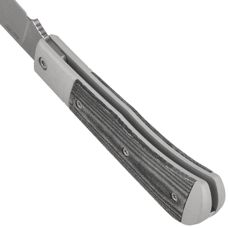 Kizer Trestle D Knife Silver Aluminum / Black Norplex UltreX Micarta, Stonewashed Nitro-V by Azo (V3760A1)