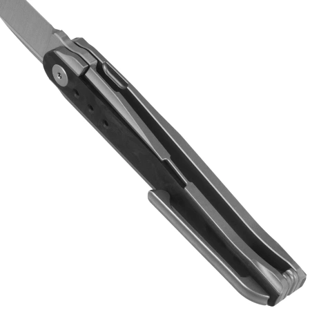 Bestech Spear Phisher White Titanium/Marble CF, Hand Rubbed Satin M390 by Todd Knife and Tool (BT2405A)