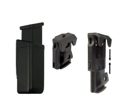 ESP Double-Stack 9 mm / .40 Magazine Pouch with UBC-01 Belt Clip, Black (MH-04)