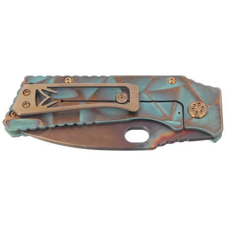 Nóż składany Medford TFF-1 Green Brsh/Bronze ''Stained Glass'', Bronze HW, Brsh/Bronze Clip, Vulcan S45VN by Greg Medford (MK0144VQ-35A4-T1C1-Q4)