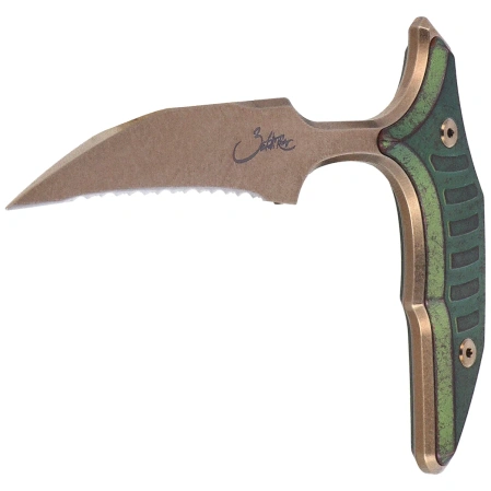 Microtech Bee Marfione Select Knife Antique Green Titanium, Bronze Titanium HW, Bronzed Stonewashed F/S 440C by Bastinelli (218-15MS1)