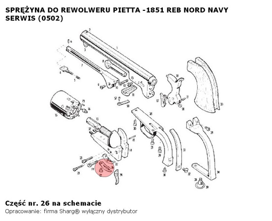 Sprężyna spustu i blokady bębna Pietta 1851 Colt REB Nord Navy, 1860 Colt Army, 1861 Colt Navy (502)