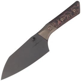 Microtech Santoku 6'' Signature Kitchen Knife Bronze Titanium Bolster / Live Wire Carbon Fiber, Black DLC M390MK (3200B-1DLCLWCFS)