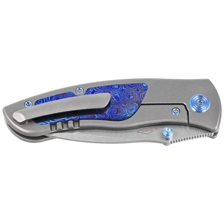 KB Kubey Vertigo Knife, Gray Titanium / Timascus, Stonewashed CPM S35VN by Peter Carey (KB258D)