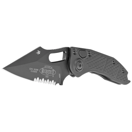 Nóż automatyczny Microtech Stitch-A S/E Black Aluminium, Black DLC P/S by Borka Blades and Tony Marfione (169-2T)