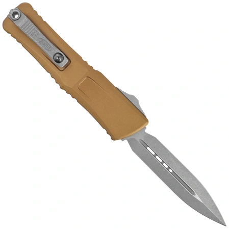 Microtech Combat Troodon Gen III D/E OTF Knife Tan Aluminum, Apocalyptic M390MK by Tony Marfione (1142-10APTA)