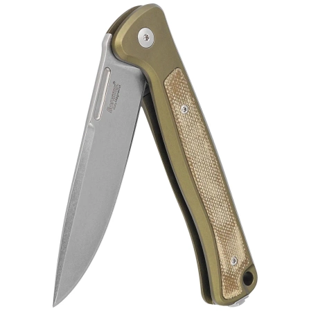 Nóż składany LionSteel Skinny Green Aluminium/Green Canvas Micarta, Stonewashed MagnaCut by Molletta (SK01A GS)