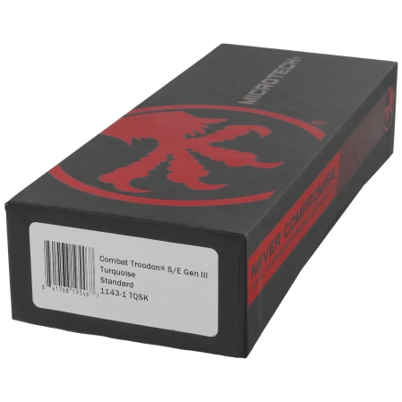 Microtech Combat Troodon Gen III S/E OTF Knife Black Aluminum, Turquoise M390MK by Tony Marfione (1143-1TQSK)