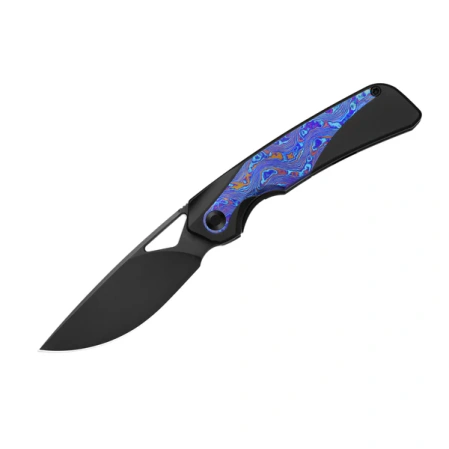 Kizer Topsail Knife Black Titanium / Purple Timascus, Matte DLC Ultra S45VN by Jonathan Styles (Ki3735A2)