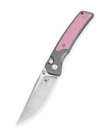 Nóż składany Bestechman Icebreaker Grey Aluminium / Pink G10, Satin D2 (BMK16B)