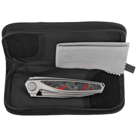 Nóż składany Rike Knife RK-Baidi-S-P/RCF Gray Titanium / Red Carbon Fiber, Bead Blasted M390