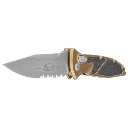 Nóż automatyczny Microtech Socom Elite Auto S/E Tan Aluminum, Apocalyptic P/S M390 by Tony Marfione (160A-11APTA)