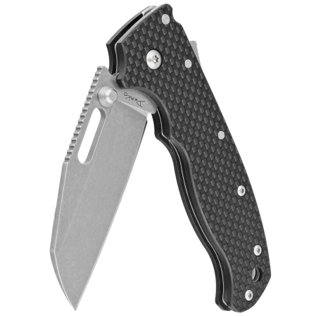 Demko Knife AD20.5 Shark Foot Carbon Fiber, Stonewashed D2 by Andrew Demko (205-D2-CFSF)