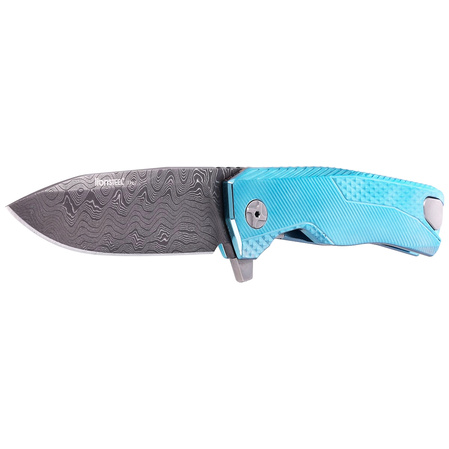Nóż składany LionSteel ROK Blue Titanium, Chad Nichols Scrambled Damascus (ROK DD BL)