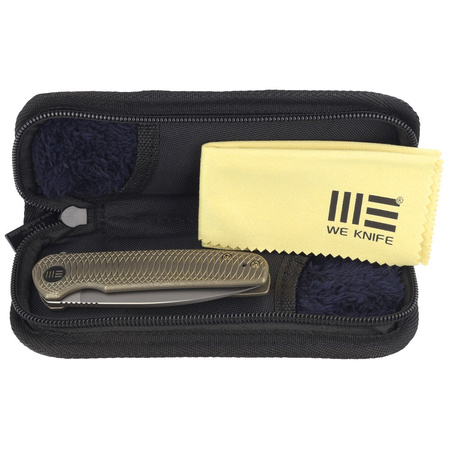 WE Knife Shakan LE No 060/310 Golden Satin Polished Patterned Titanium, Silver Bead Blasted CPM 20CV (WE20052C-2)