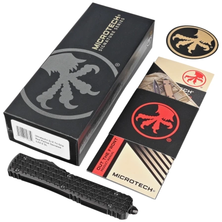Nóż automatyczny OTF Microtech Ultratech D/E Sith Lord Signature Tri-Grip Black Aluminium, Red P/S M390 by Tony Marfione (122-2SL)